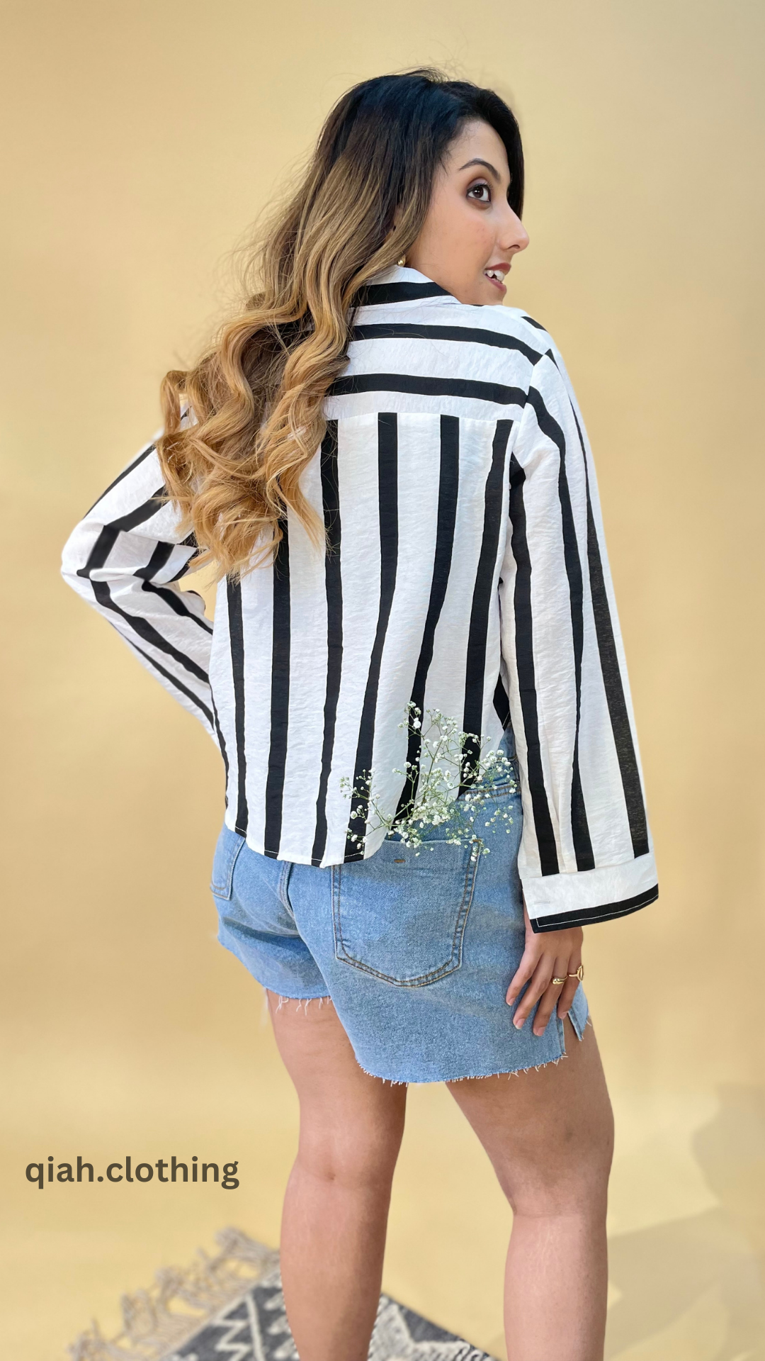 BLACK & WHITE STRIPES COLLARED SHIRT