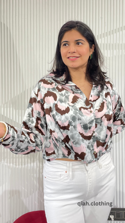 MULTI HUE PRINTED ASYMMETRICAL SHIRT