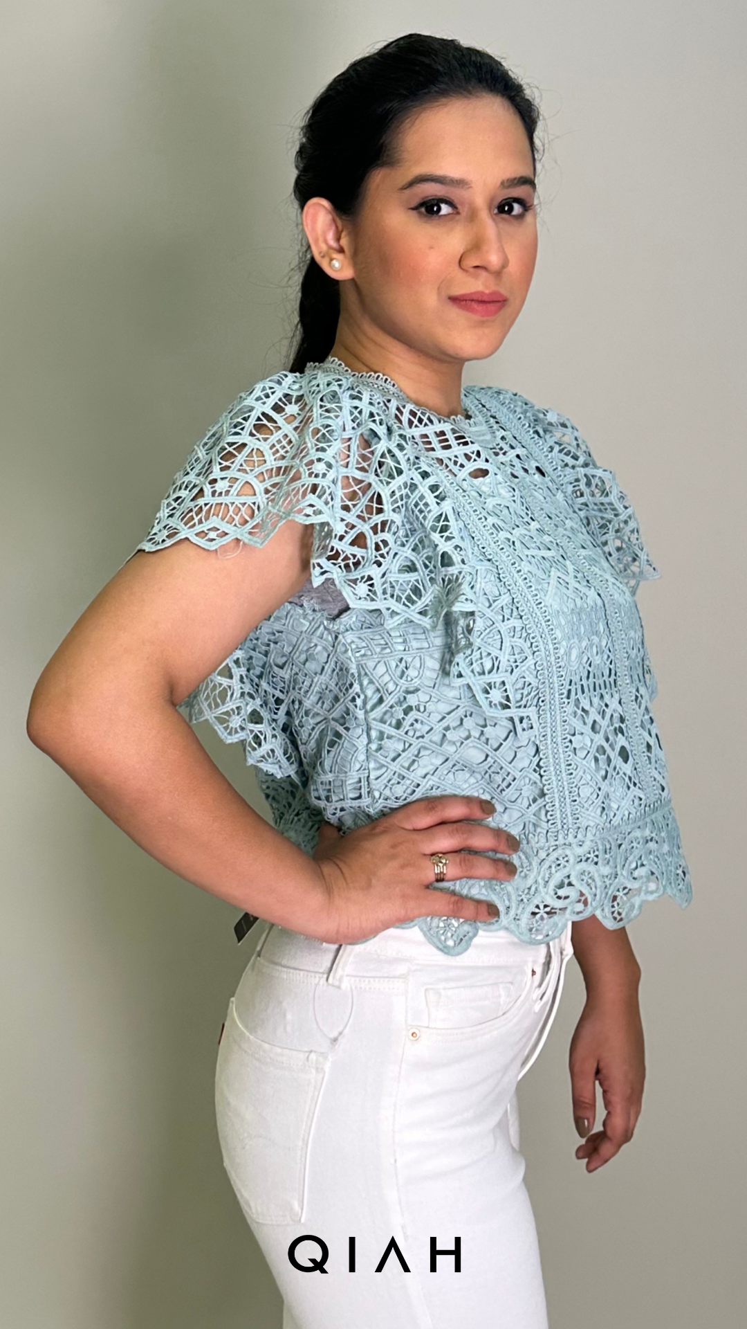 BLUE CROCHET TOP