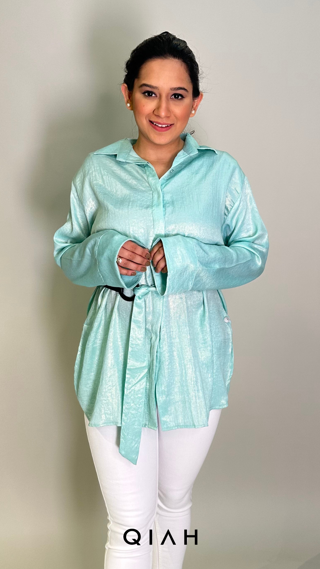 BLUE SHIMMER LONG SHIRT