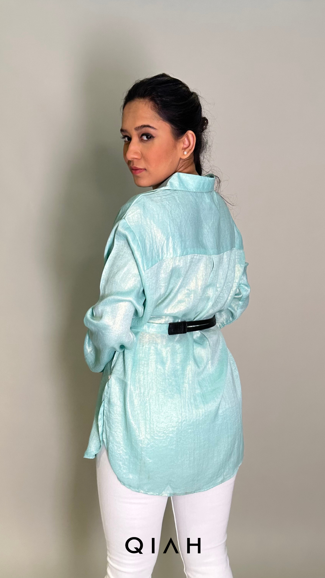 BLUE SHIMMER LONG SHIRT