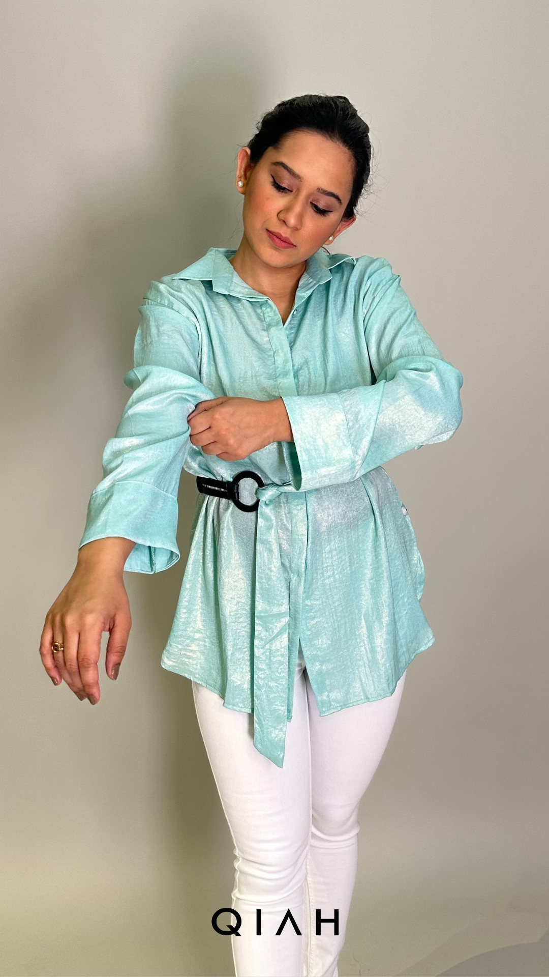 BLUE SHIMMER LONG SHIRT