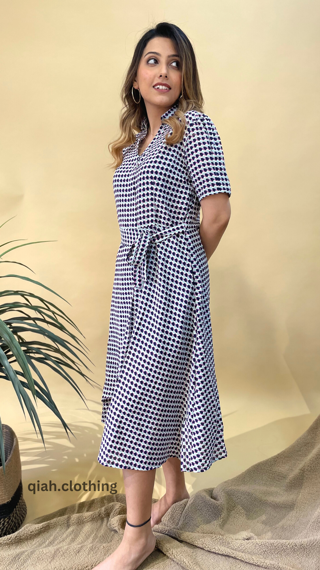 PRINTED MAXI DRESS WITH BELT