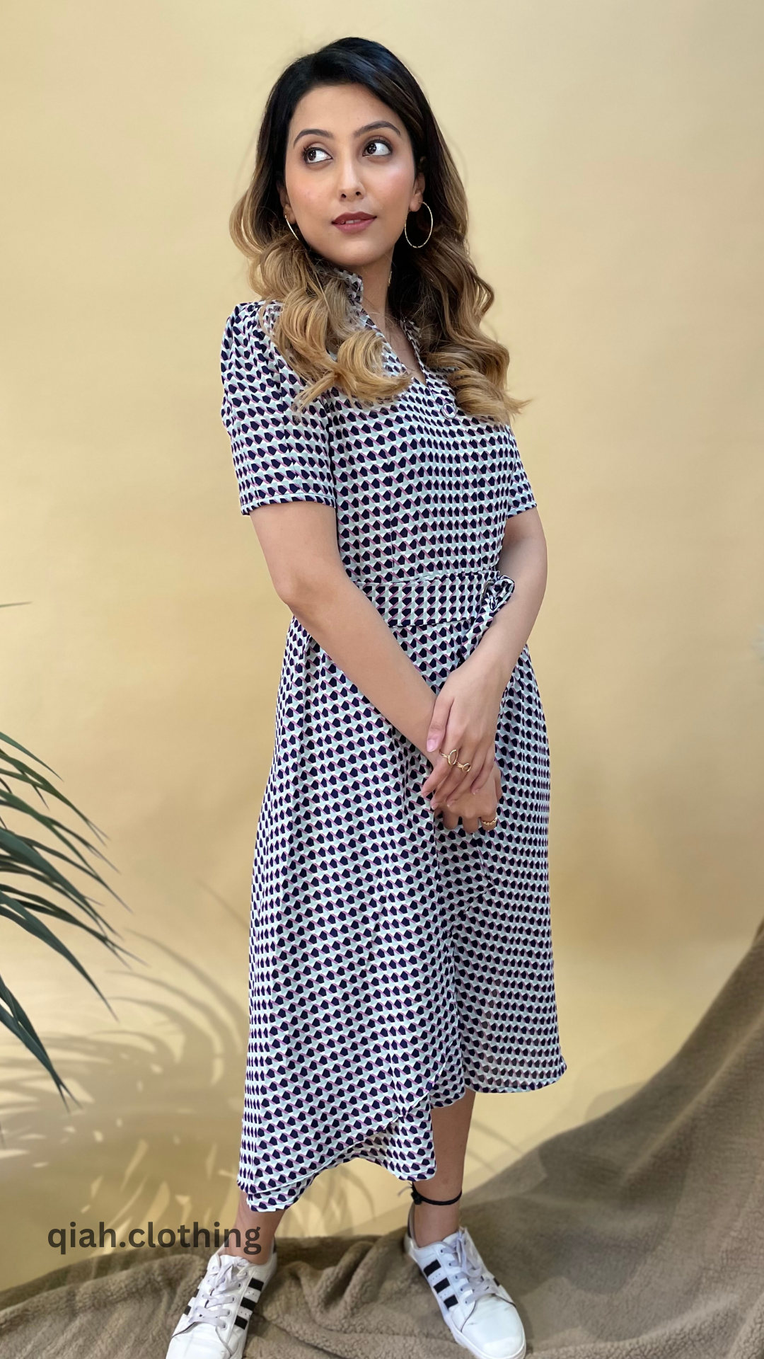 PRINTED MAXI DRESS WITH BELT