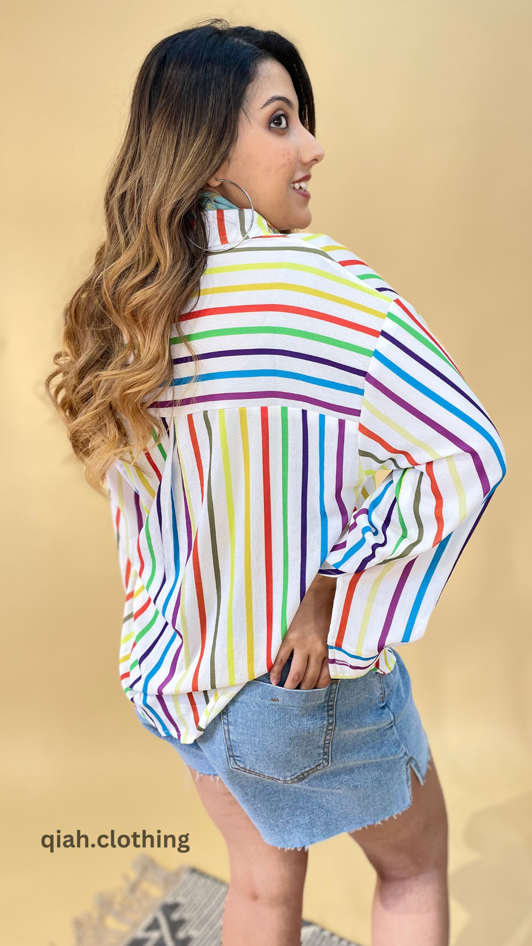 MULTI HUE STRIPES COLLARED SHIRT