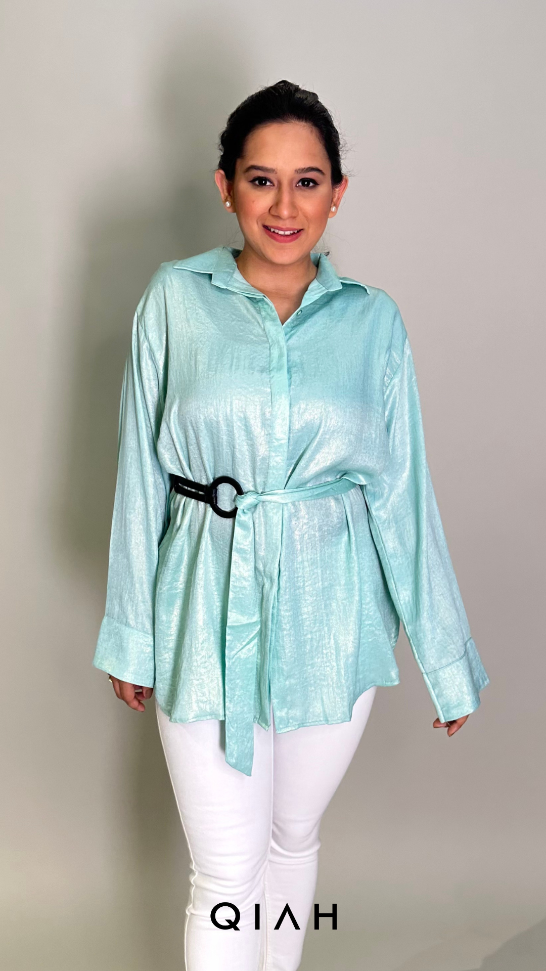 BLUE SHIMMER LONG SHIRT